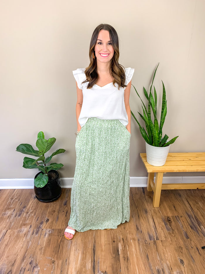 Sage Green Maxi Skirt (2XL ONLY)