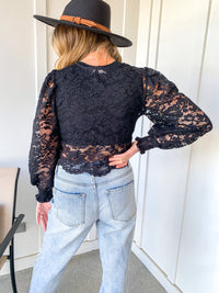 Black Lace Cropped Top