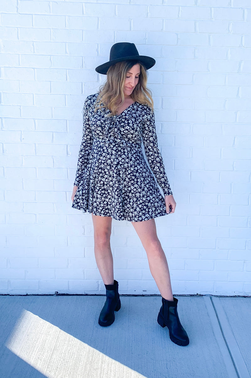 Black and White Floral Dress