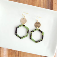 Lennox Earrings- Olive Tortoise