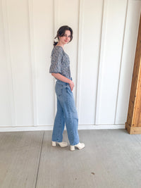 Split Neck Long Sleeve Top
