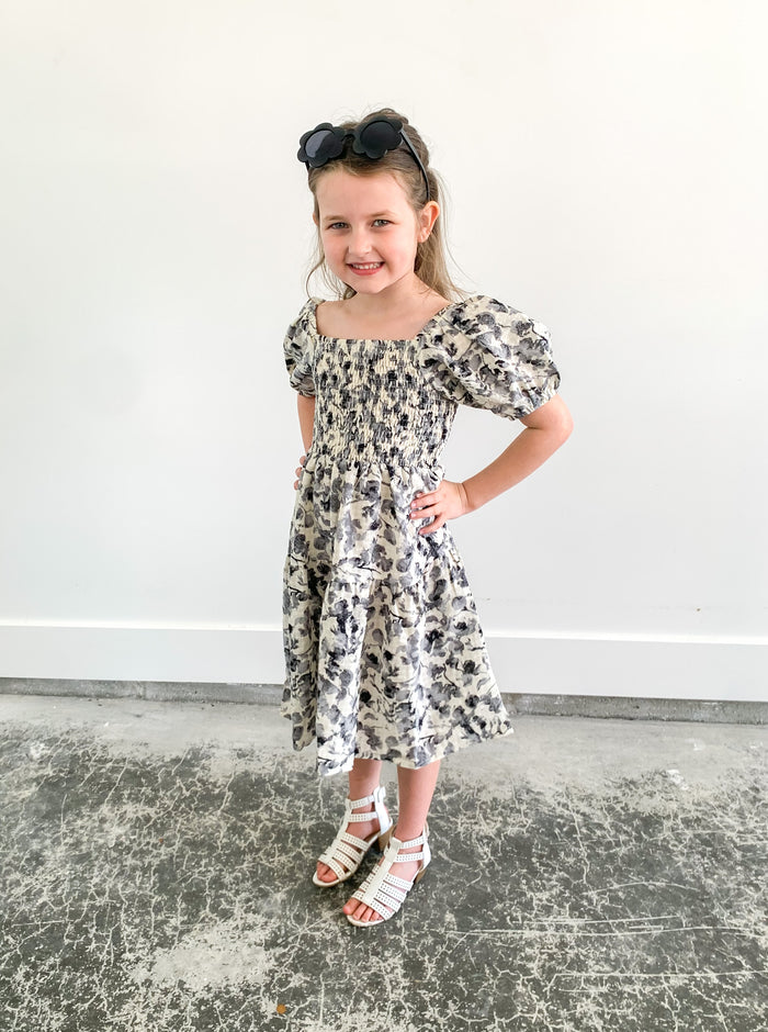 Memories Black and White Floral Dress (Youth)