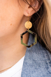 Lennox Earrings- Olive Tortoise