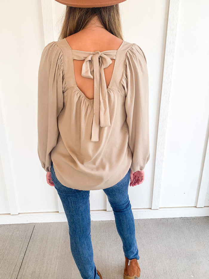 Long Sleeve Natural Linen Top