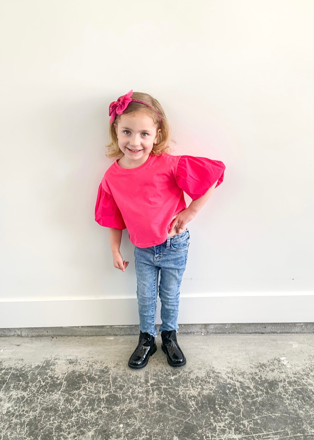 Barbie Girl Pink Puff Sleeve Top (Youth)