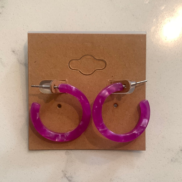 Cam Mini Hoop Earrings- Magenta