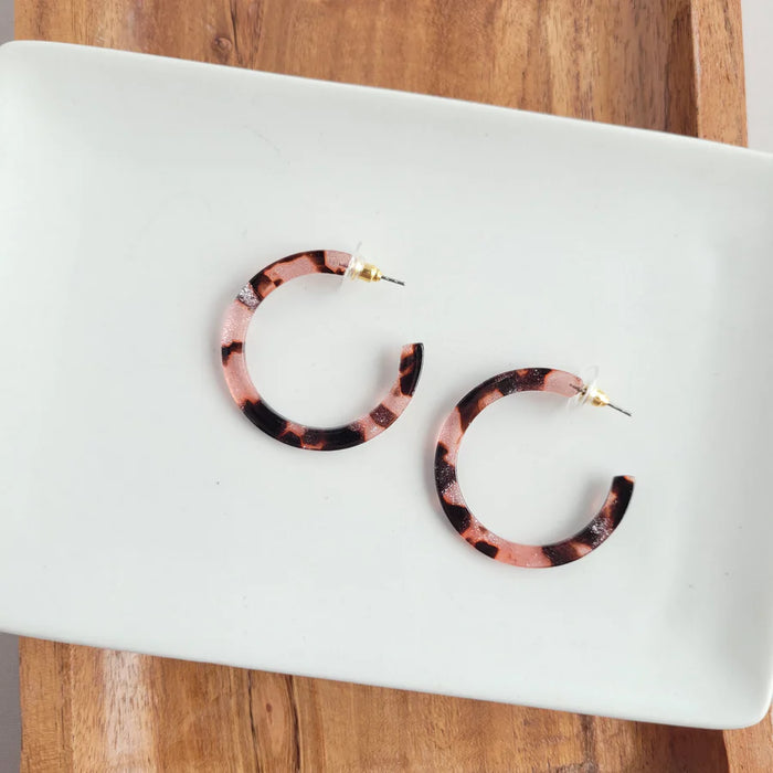 Camy Hoops- Pink Glitter Tortoise