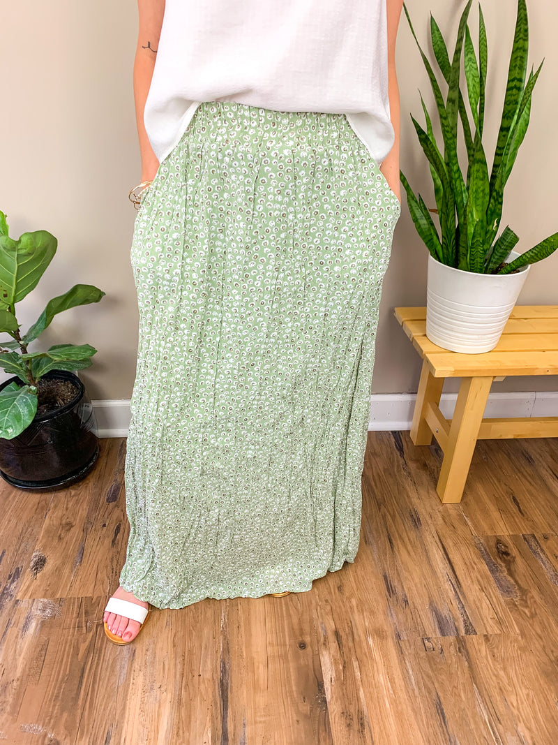 Sage Green Maxi Skirt (2XL ONLY)