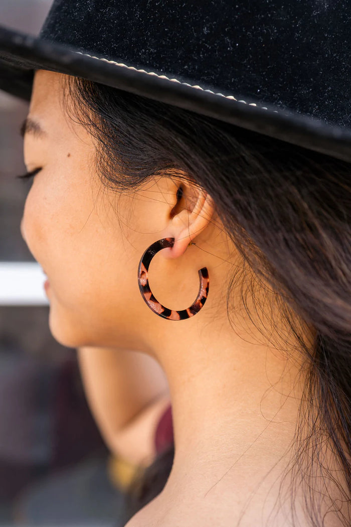 Camy Hoops- Pink Glitter Tortoise