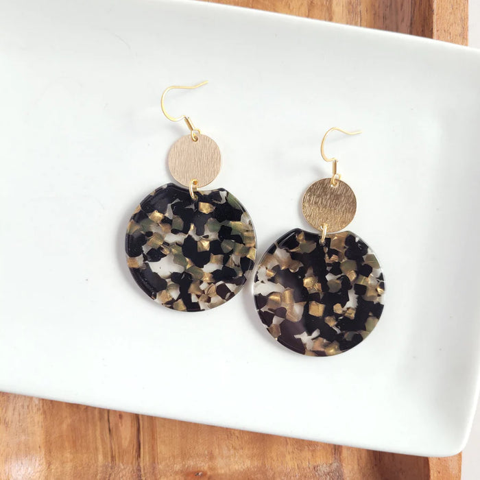 Zoey Earrings- Black & Bronze