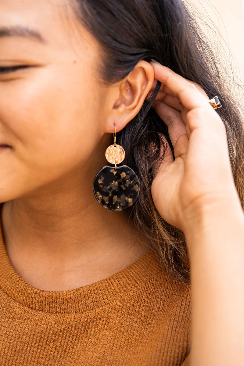 Zoey Earrings- Black & Bronze