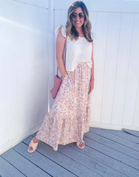 Watercolor Floral Maxi Skirt (2XL ONLY)