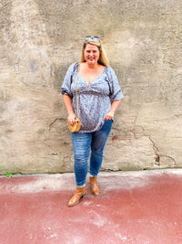 Split Neck Long Sleeve Top