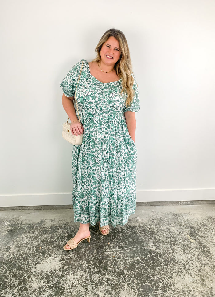 Ready to Grow Green Floral Dress