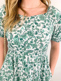 Ready to Grow Green Floral Dress