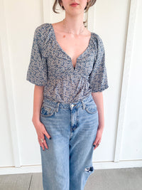 Split Neck Long Sleeve Top