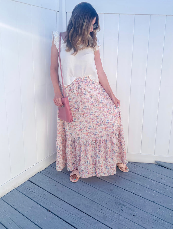 Watercolor Floral Maxi Skirt (2XL ONLY)