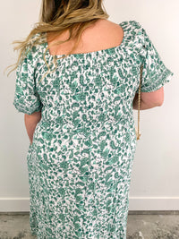 Ready to Grow Green Floral Dress
