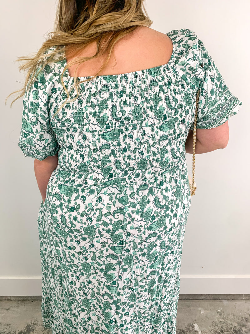 Ready to Grow Green Floral Dress